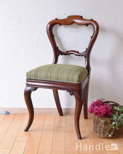 アンティークチェア・椅子 サロンチェア 英国から届いたバルーンバックチェア、マホガニー材のアンティーク椅子