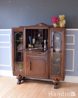 アンティーク家具 ビューロー 英国輸入のアンティーク家具、机と本棚が一つになったサイドバイサイド