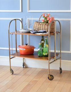 アンティーク家具 アンティークのワゴン・トローリー サイズが変えられる機能的な家具、シンプルなヴィンテージワゴン（トロリー）