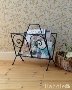 アンティーク家具 マガジンラックおしゃれ フランスで見つけたお洒落なアイアン製のアンティークマガジンラック