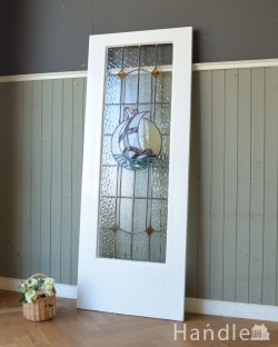 アンティーク家具 その他 アンティーク家具 大海原を渡って日本にやってきた船のモチーフのステンドグラスが素敵なアンティークドア