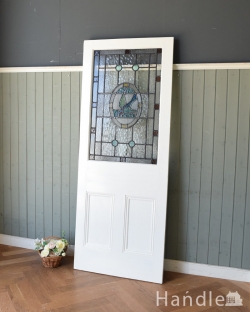 アンティーク家具 その他 アンティーク家具 オシャレなアンティーク建具、ステンドグラス入りのペイントドア