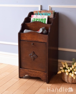 アンティーク家具 マガジンラックおしゃれ 珍しい小さな扉付きのマガジンラック(コールボックス)、英国輸入のアンティーク家具