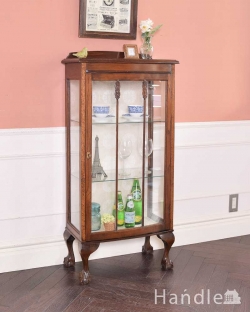 アンティーク家具 アンティークのキャビネット 初めての方にも人気な英国アンティーク家具、コンパクトなガラスキャビネット