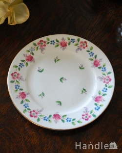 アンティーク雑貨 アンティーク食器 1910年代の小花柄に縁取られた可愛いアンティークプレート(Shelley/シェリー)