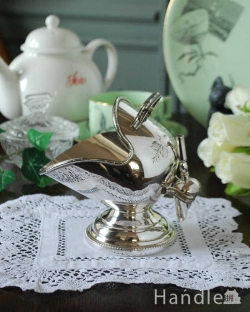 アンティーク雑貨 英国の銀食器、アンティークシルバーのシュガーポット&スプーン