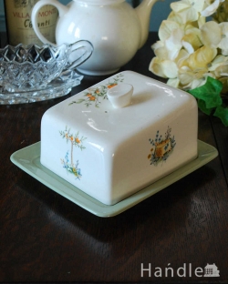 アンティーク雑貨 アンティーク食器 お花畑でティータイム、ベスウィック社の可愛いアンティークバターディッシュ（BESWICK ENGLAND）