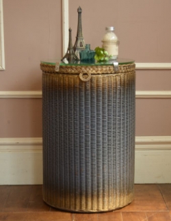 アンティーク家具 ブランケットボックス・収納ボックス 1930年代のアンティーク ロイドルームボックス （ブルー×ゴールド）