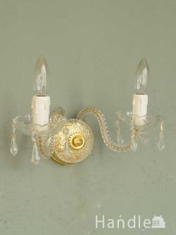 照明・ライティング ウォールライト・ウォールランプ アンティーク調のおしゃれな照明器具、キラキラ輝く壁付けシャンデリア（Ｅ17シャンデリア球2個付）