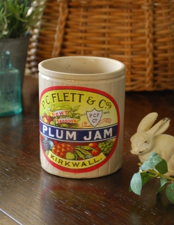 アンティーク雑貨 アンティークの陶器ジャー ジャムポット「PLUM」