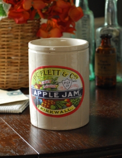アンティーク雑貨  英国アンティーク雑貨、陶器ジャー ジャムポット「APPLE」