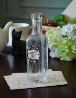 アンティーク雑貨 アンティークビン・香水瓶 ステッカー付きアンティークガラスボトル( TINCTURE OF QUININE )
