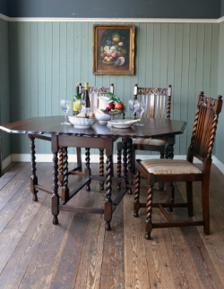 アンティーク家具 伸張式のアンティーク英国家具、カッコいいゲートレッグテーブル