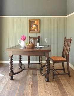 アンティーク家具 アンティークダイニングテーブル イギリスのアンティーク家具、脚がお洒落なドローリーフテーブル(ダイニングテーブル)