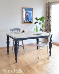 アンティーク家具 食卓テーブル フランスで見つけたアンティーク家具、ホワイトペイントのダイニングテーブル（伸張式）