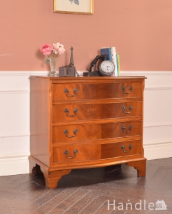 アンティーク家具 アンティークのチェスト 艶やかな4段チェスト、木目の美しいアンティーク英国家具