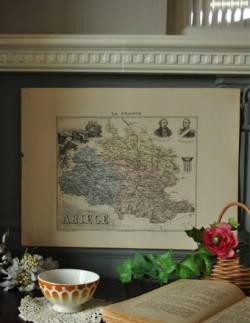アンティーク雑貨  1940年代のアンティーク 地図（フランス）