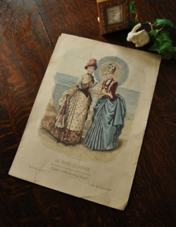 アンティーク雑貨  1940年代のアンティーク 絵画（ファッション）