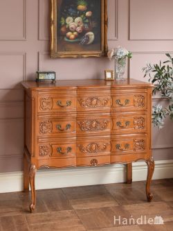 アンティーク家具 アンティークのチェスト 華やかな雰囲気の猫足チェスト、フランスアンティークのおしゃれなタンス