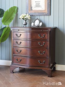 英国アンティークのおしゃれなチェスト、作業台が付いた便利なマホガニー材のタンス(j-3678-f)