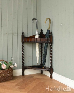 アンティーク家具 傘立て・ステッキスタンド 英国から届いた小さなアンティーク家具、コーナーステッキスタンド