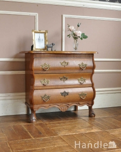 アンティーク家具 アンティークのチェスト フランスから届いた小さなアンティーク家具、コンパクトな3段チェスト(コモード)