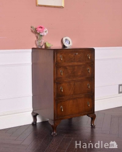 アンティーク家具 アンティークのチェスト ウォルナット材のベッドサイドチェスト、小さい英国アンティーク家具