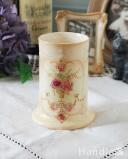 アンティーク雑貨 アンティーク食器 お花模様が上品なクラウンデボン、アンティークの花器(ドレッシングセット・フラワーベース）