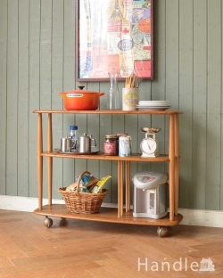 アンティーク家具 アンティークのワゴン・トローリー アーコール社のシンプルなアンティーク家具、あめ色のトロリー（ワゴンテーブル）