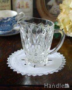 アンティーク雑貨 デカンタ・カラフェ アンティーク ミルクポットにピッタリなアンティークプレスドグラス（ミニピッチャー）