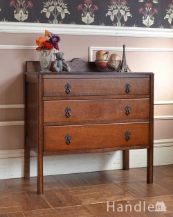 アンティーク家具 アンティークのチェスト 英国スタイルのアンティーク家具、オーク材の3段チェスト