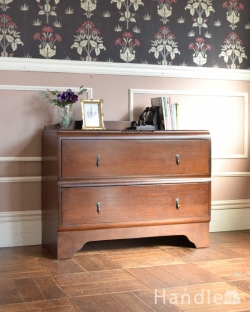 アンティーク家具 アンティークのチェスト テレビ台としてもオススメのアンティーク家具、オーク材の２段チェスト