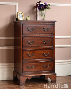 アンティーク家具 アンティークのチェスト イギリスの美しいアンティーク家具、象嵌入りのベッドサイドチェスト