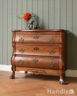 アンティーク家具 アンティークのチェスト フレンチスタイルの優雅なアンティーク家具、曲線が魅力のチェスト(コモード)