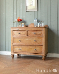 アンティーク家具 アンティークのチェスト ナチュラルで大人可愛いアンティーク家具、3段パインチェスト(整理ダンス)