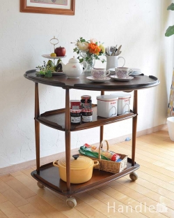 アンティーク家具 アンティークのワゴン・トローリー ３サイズで使えるアーコール家具、サイドテーブルとしてもワゴンテーブル