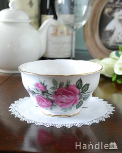 アンティーク雑貨 アンティーク食器 バラの花がデザインされた華やかなアンティークシュガーボウル