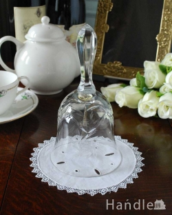 アンティーク雑貨 アンティークベル クリアなガラスに美しい模様、アンティークのガラスのベル