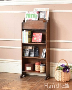 アンティーク家具 アンティークのキャビネット 英国の小さなアンティーク家具、オーク材の便利な木製のマガジンラック