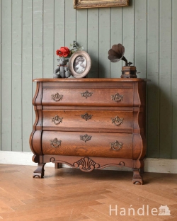 アンティーク家具 アンティークのチェスト 南フランスの優雅なアンティーク家具、小ぶりな３段チェスト（コモード）
