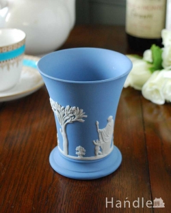 アンティーク雑貨 アンティーク食器 使い込むほどに深い味わいを増すアンティークジャスパーウェアフラワーベース（グラス形　花器）