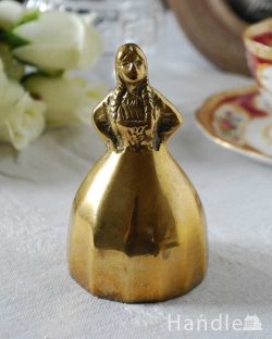 アンティーク雑貨  三つ編みのおさげが可愛い女の子のアンティーク真鍮ベル