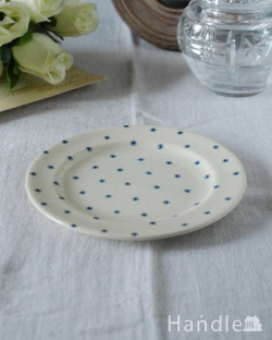 アンティーク雑貨 アンティーク食器 ブルーの星が散りばめられた可愛いスター、スージークーパーのアンティークプレート(アスタリスク)