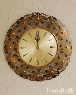 アンティーク雑貨 その他アンティーク雑貨 イギリスから到着、お花に囲まれた素敵なアンティークウォールクロック（壁掛け時計）