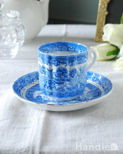 アンティーク雑貨 アンティーク食器 イギリス輸入アンティーク雑貨、ウィローパターンのカップ＆ソーサー