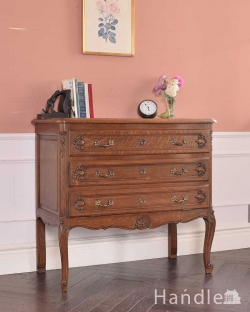 アンティーク家具 アンティークのチェスト フランスのエレガントなアンティーク家具、フラップ扉付のチェスト＆シェルフ