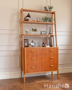 アンティーク家具 アンティークのキャビネット ディバイダーとしても使える引き出し付きのオープンシェルフ(ヴィンテージキャビネット)