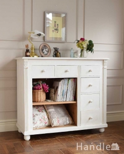 アンティーク家具 アンティークのキャビネット フランスから届いたアンティーク家具、ホワイトペイントのおしゃれなショップカウンター（店舗什器）