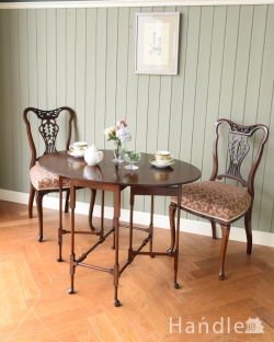 アンティーク家具 アンティークのテーブル 華奢な脚が美しいアンティークゲートレッグテーブル(伸張式)