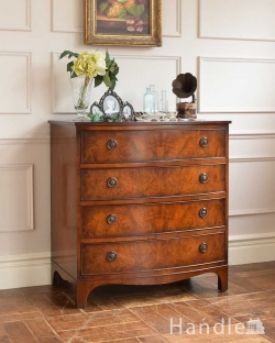 アンティーク家具 アンティークのチェスト ウォールナット材のチェスト、杢目が美しいアンティークのチェストオブドロワー